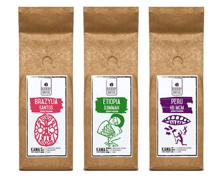 Sada mleté kávy - Brazílie Etiopie Peru 3×250 g