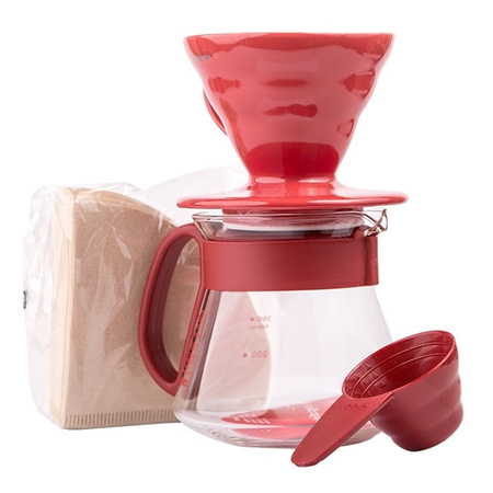 Hario V60 Dripper & Pot Red set - drip + server + filters