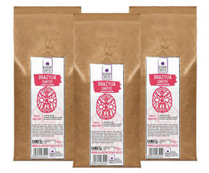 Sada zrnkové kávy Brazílie Santos 3×1 kg