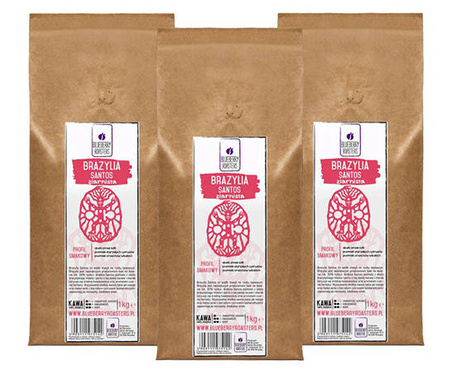 Sada zrnkové kávy Brazílie Santos 3×1 kg